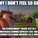 Carl, you feeling ok? | JIMMY I DON'T FEEL SO GOOD-; THE FITNESSGRAM™ PACER TEST IS A MULTISTAGE AEROBIC CAPACITY TEST THAT PROGRESSIVELY GETS MORE DIFFICULT AS IT CONTINUES. | image tagged in gifs,carl wheezer | made w/ Imgflip video-to-gif maker