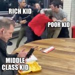 Fighting | RICH KID; POOR KID; MIDDLE CLASS KID | image tagged in fighting | made w/ Imgflip meme maker
