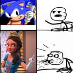 Sonic and Queen Elena Be Like | image tagged in blank serial cereal guy | made w/ Imgflip meme maker