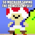 Derp Toad | SO MUCH FOR SAVING THE PRINCESS MYSELF | image tagged in derp toad | made w/ Imgflip meme maker