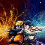 Naruto and Sasuke fighting