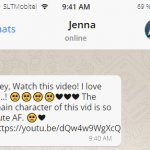 Jenna Ortega Sending a Rick and Roll message via WhatsApp meme