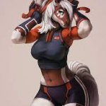 Furry girl in workout gear