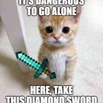 It's Dangerous to go alone... | IT'S DANGEROUS TO GO ALONE; HERE, TAKE THIS DIAMOND SWORD | image tagged in el gato | made w/ Imgflip meme maker