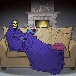 Skeletor chilling on couch