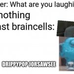 My last braincells | DRIPPYPOP JORSAWSEE | image tagged in my last braincells | made w/ Imgflip meme maker