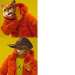 Drake meme with puss in boots