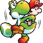 Green Yoshi & baby Mario Holding Eggs meme