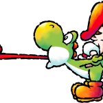 Green Yoshi & baby Mario in the Stick Tongue