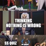 WHY | ME TAKING A DAY OFF; THINKING NOTHING IS WRONG; SS QUIZ; MY GRADES; MATH TEST | image tagged in jojo beating | made w/ Imgflip meme maker