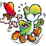 Green Yoshi & baby Mario Fluttering