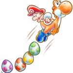 Orange Yoshi & baby Mario Jumping