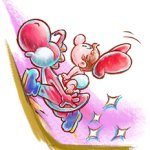Red Yoshi & baby Mario Hill Running