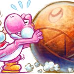 Pink Yoshi & baby Mario Pushing Chomp Rock