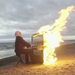 Flaming piano