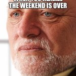 Why am I juicing these memes so hard | WHEN YOU REALIZE THE WEEKEND IS OVER | image tagged in dissapointment,weekend,mondays | made w/ Imgflip meme maker