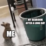 Boing | MY BEDROOM AFTER A LONG DAY; ME | image tagged in gifs,rabbit | made w/ Imgflip video-to-gif maker