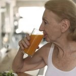 elderly senior old woman orange juice vodka JPP