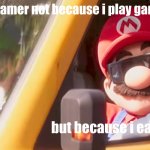 yum bees | i am a gamer not because i play games but; but because i eat bees | image tagged in cool mario bros,meme | made w/ Imgflip meme maker
