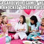 The new visitor | MEGA GARDEVOIR (GAME): *HEARS DOOR KNOCKED* ANOTHER VISITOR. | image tagged in sleepover | made w/ Imgflip meme maker