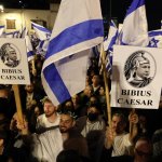 Israelis protesting the criminal fascist netanyahu