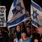 Israelis protesting the fascist criminal netanyahu