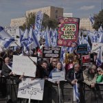 Israelis protesting the fascist criminal netanyahu
