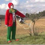 Clown watering tree noose