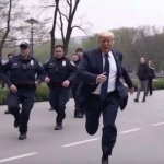 Donald Trump running from police officers