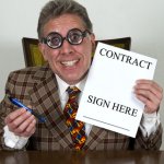 pushy salesman with contract