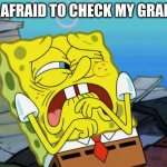 Cringing Spongebob | ME AFRAID TO CHECK MY GRADES | image tagged in cringing spongebob | made w/ Imgflip meme maker