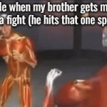 I don't actually have a brother I just was bored when making this | Me when my brother gets me in a fight (he hits that one spot) | image tagged in gifs,siblings,sibling rivalry | made w/ Imgflip video-to-gif maker