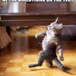 Cool cat stroll | ME WALKING HOME AFTER TELLING THE BLIND KID TO LOOK AT THE DIRECTIONS ON THE TEST | image tagged in memes,cool cat stroll,funny,funny memes,cool | made w/ Imgflip meme maker