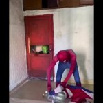 Spiderman beats Ultraman and some lizard thing with a metal bowl GIF Template