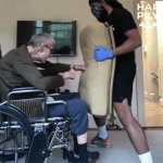 old man elderly senior wheelchair punching JPP GIF Template
