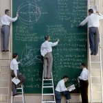 Nasa scientists on blackboard