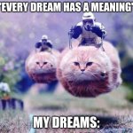 Storm Trooper Cats | "EVERY DREAM HAS A MEANING"; MY DREAMS: | image tagged in storm trooper cats | made w/ Imgflip meme maker