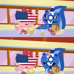 Usa x Israel | image tagged in best friends laughing htf,usa,israel | made w/ Imgflip meme maker