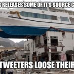 Tween | TWITTER RELEASES SOME OF IT'S SOURCE CODE. RICH TWEETERS LOOSE THEIR SHIT. | image tagged in bad parking,twitter,source code,shitpost | made w/ Imgflip meme maker