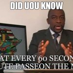 and mars | DID UOU KNOW; THAT EVERY 60 SECONDS A MINUTE PASSEON THE MOON? | image tagged in every 60 seconds in africa a minute passes | made w/ Imgflip meme maker