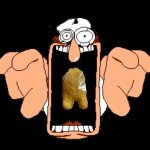 Peppino eats a chicken nugget shaped a little sus