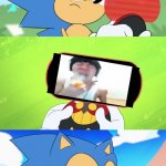 Sonic Dumb Message Meme | WTF? Triggered Spraying Mouth | image tagged in sonic dumb message meme | made w/ Imgflip meme maker