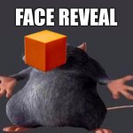 cube rat | FACE REVEAL | image tagged in shrugging rat | made w/ Imgflip meme maker
