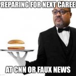 Alvin burger | PREPARING FOR NEXT CAREER; AT CNN OR FAUX NEWS | image tagged in fat alvin | made w/ Imgflip meme maker