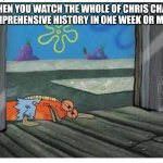 Spongebob Hungry Fish | WHEN YOU WATCH THE WHOLE OF CHRIS CHAN: A COMPREHENSIVE HISTORY IN ONE WEEK OR MONTH. | image tagged in memes,super,tired | made w/ Imgflip meme maker
