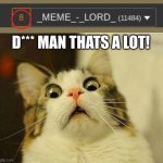 Jesus! | D*** MAN THATS A LOT! | image tagged in suprised cat,notifications,high,stop reading the tags,fine,never gonna give you up | made w/ Imgflip meme maker