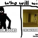 comment your answer | THE BACKROOMS ENTITY; SEEK FROM DOORS; Note: this is using info from the kane youtube Chanel | image tagged in who will win | made w/ Imgflip meme maker