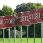 Stop signs line-up
