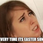 bruh, that's blasphemy :\ | ME EVERY TIME ITS EASTER SUNDAY | image tagged in youre going to make me,holidays,easter,jesus,religion | made w/ Imgflip meme maker