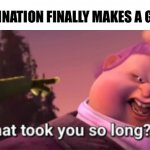 It’s a meme! | WHEN ILLUMINATION FINALLY MAKES A GOOD MOVIE: | image tagged in oh what took you so long idiot,mario movie | made w/ Imgflip meme maker